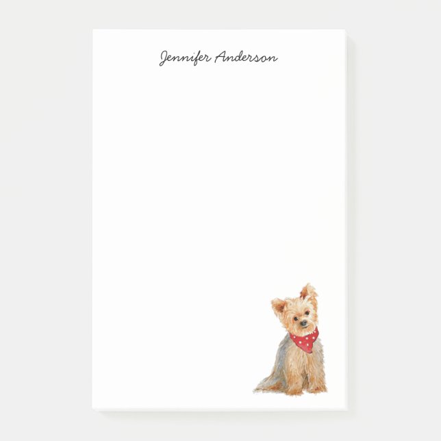 Cute Yorkie watercolor personalised Post-it Notes (Front)