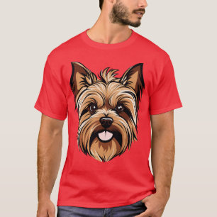 Cute Yorkie Yorkshire Terrier Face toon Puppy Dog T-Shirt