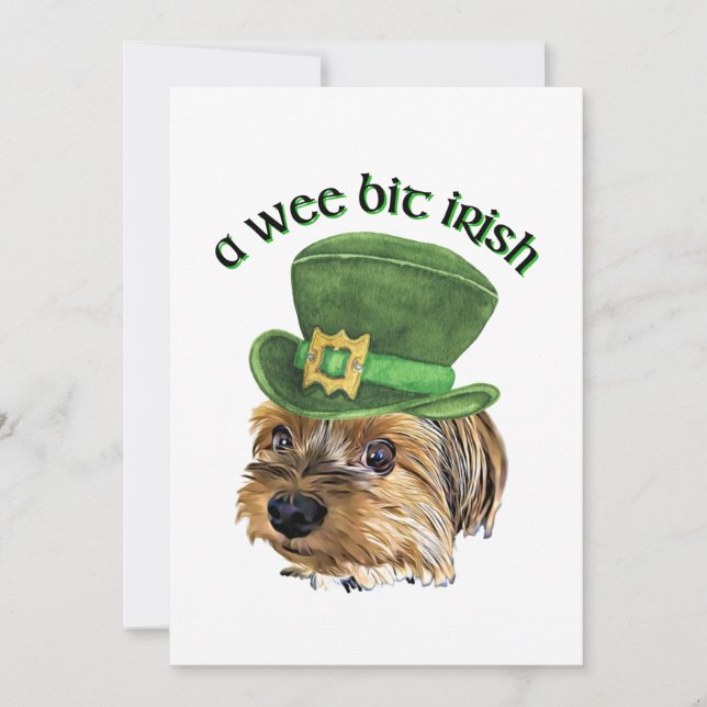 Cute Yorkie Yorkshire Terrier  St Patrick's Day  Thank You Card (Front)
