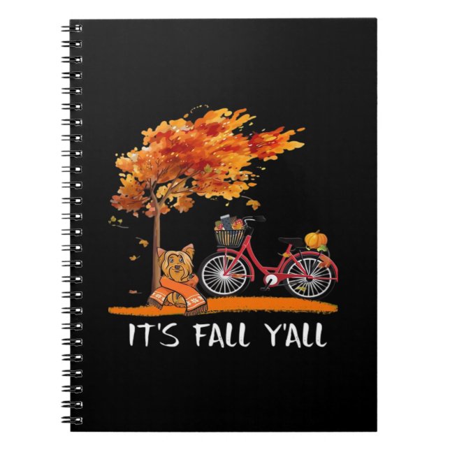 Cute Yorkshire Autumn Kawaii Yorkie It’s Fall Y’al Notebook (Front)