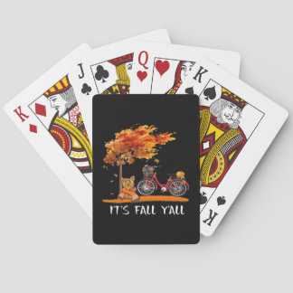Cute Yorkshire Autumn Kawaii Yorkie It’s Fall Y’al Playing Cards