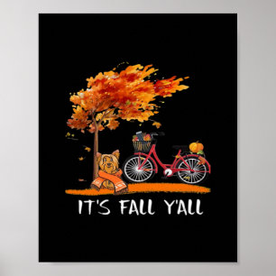 Cute Yorkshire Autumn Kawaii Yorkie It’s Fall Y’al Poster