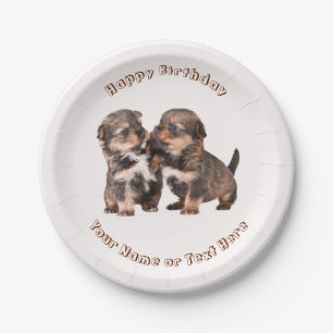 Cute Yorkshire Puppies Paper Plate