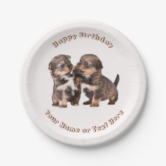 Cute Yorkshire Puppies Paper Plate