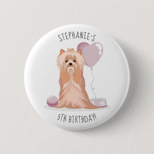 Cute Yorkshire Terrier Birthday 6 Cm Round Badge