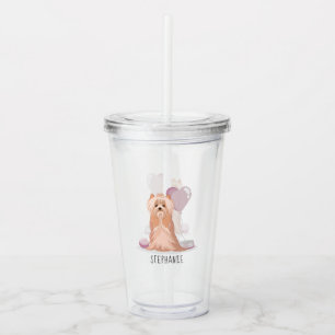 Cute Yorkshire Terrier Birthday Acrylic Tumbler