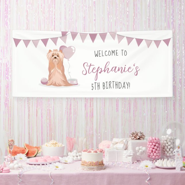 Cute Yorkshire Terrier Birthday Banner (Party)