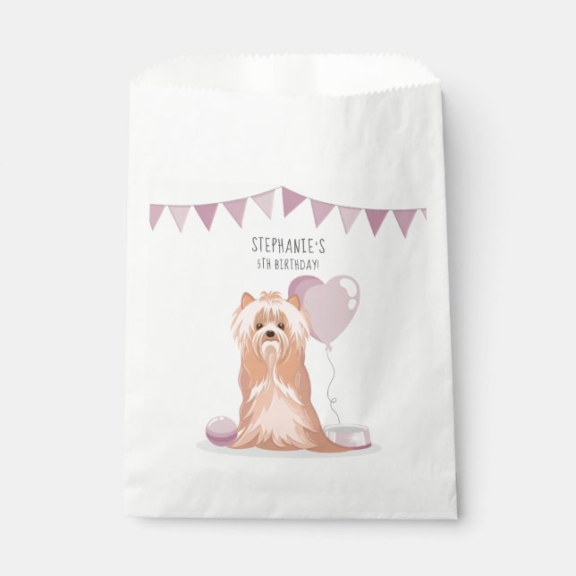 Cute Yorkshire Terrier Birthday Favour Bags (Front)