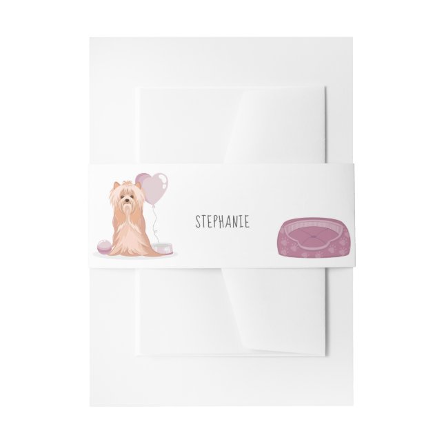 Cute Yorkshire Terrier Birthday Invitation Belly Band (Front Example)