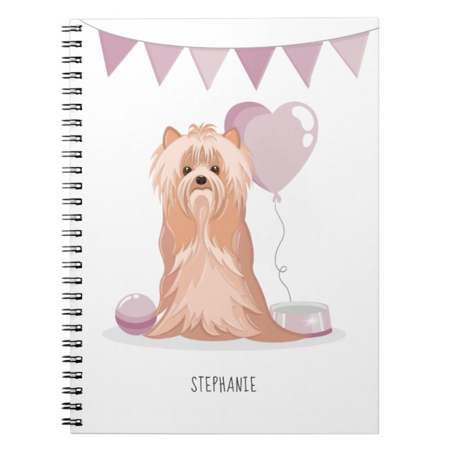 Cute Yorkshire Terrier Birthday Notebook (Front)