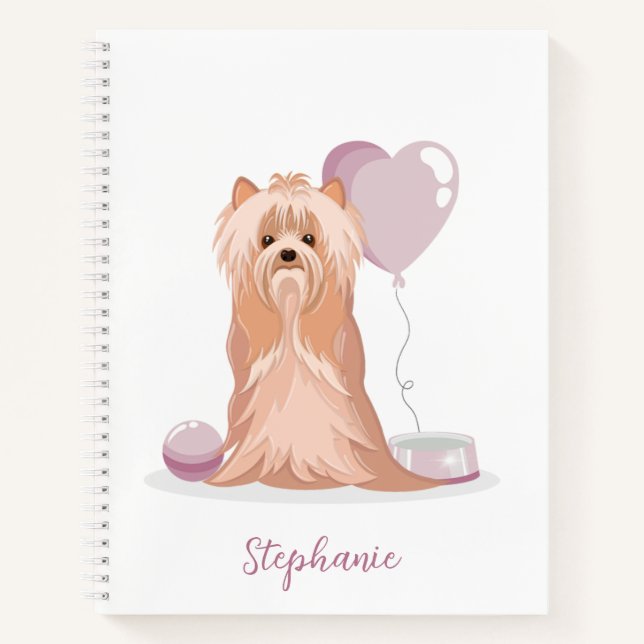 Cute Yorkshire Terrier Birthday Notebook (Front)