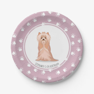 Cute Yorkshire Terrier Birthday Paper Plates