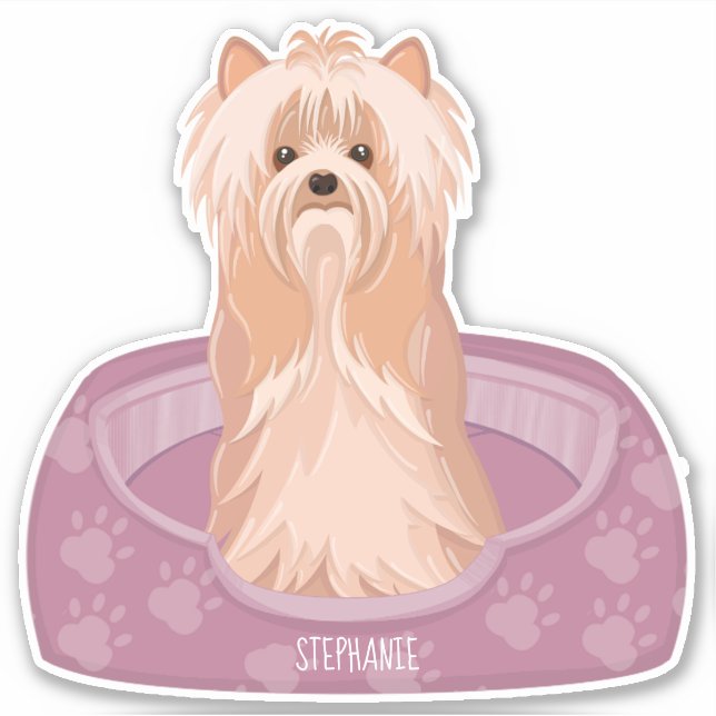 Cute Yorkshire Terrier Birthday Sticker (Front)