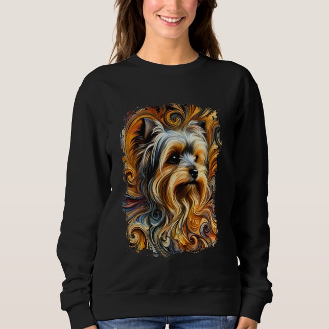Cute Yorkshire Terrier Colourful Artwork Sweatshirt (Front)