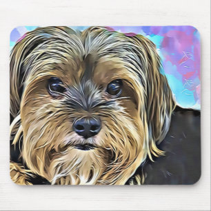 Cute Yorkshire Terrier Dog Digital Art Mouse Mat