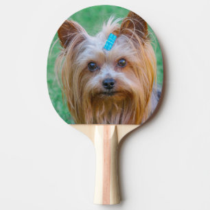 Cute Yorkshire Terrier Dog Head Ping Pong Paddle