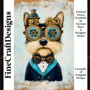 Cute Yorkshire Terrier Dog In Goggles K3 Decoupage Tissue Paper