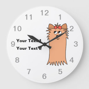 Cute Yorkshire Terrier, Dog. Large Clock