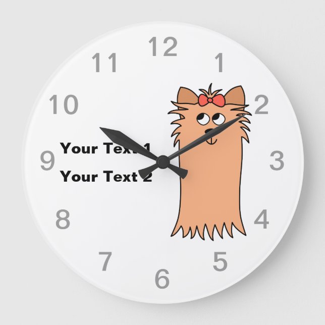 Cute Yorkshire Terrier, Dog. Large Clock (Front)