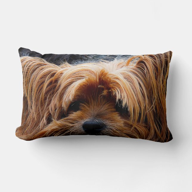 Cute Yorkshire Terrier Dog Lumbar Cushion (Front)