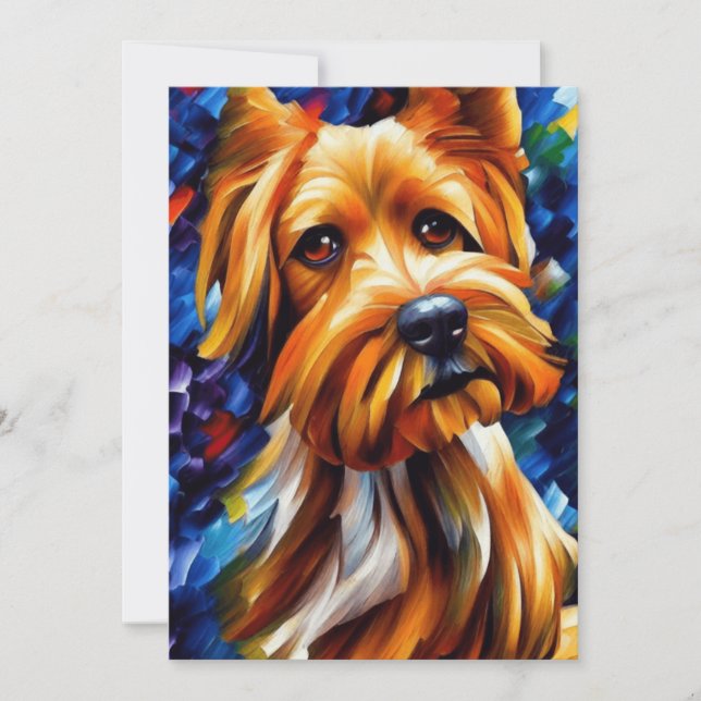 Cute Yorkshire Terrier Dog Painting    Holiday Card (Front)
