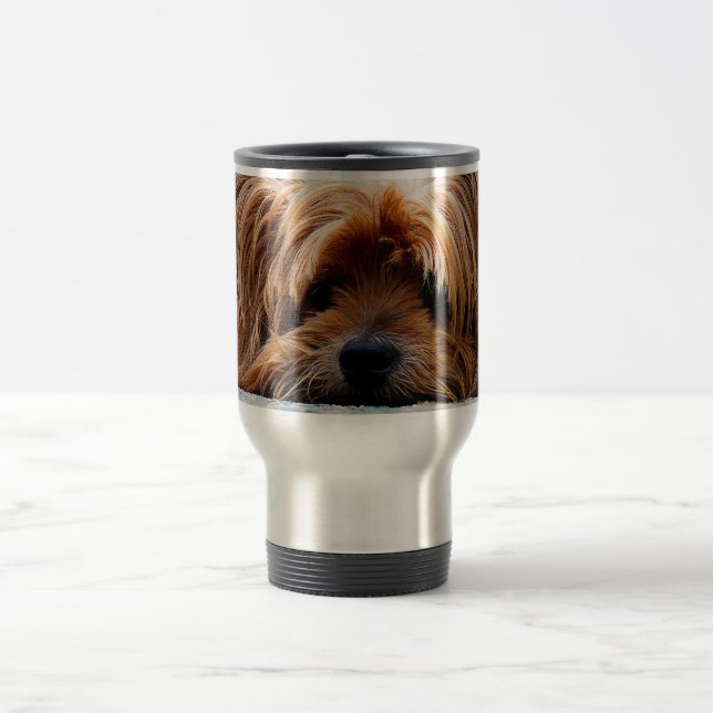 Cute Yorkshire Terrier Dog Travel Mug (Center)