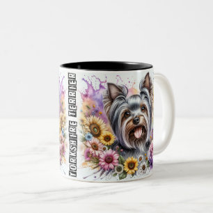 Cute Yorkshire Terrier Dog Two-Tone Coffee Mug