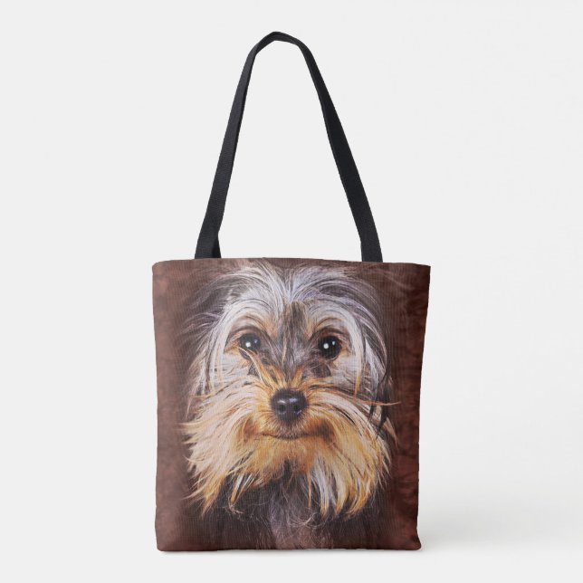 Cute Yorkshire Terrier Face 3D For Mens Womens Tote Bag (Back)