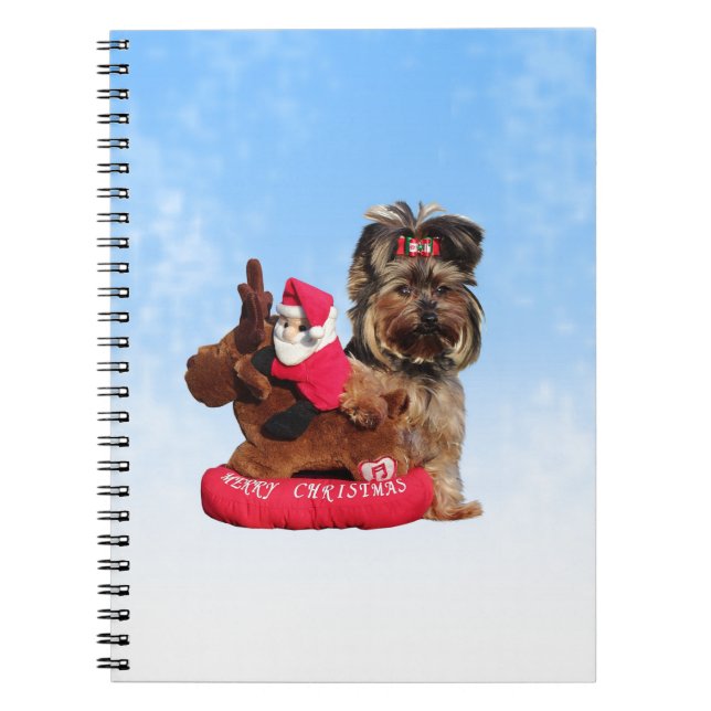 Cute Yorkshire Terrier Merry Christmas Notebook (Front)