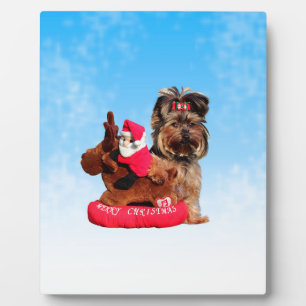 Cute Yorkshire Terrier Merry Christmas Plaque