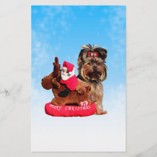 Cute Yorkshire Terrier Merry Christmas Stationery