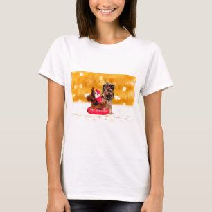 Cute Yorkshire Terrier Merry Christmas T-Shirt