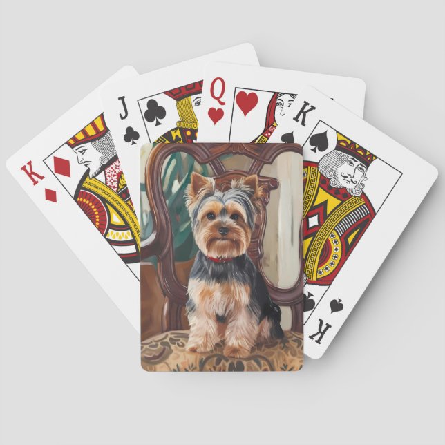 Cute Yorkshire Terrier Painting Playing Cards (Back)