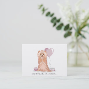 Cute Yorkshire Terrier Play Date Calling Card