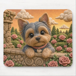 Cute Yorkshire Terrier Puppy, Baby Dog Mouse Mat