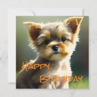 Cute Yorkshire Terrier Puppy Birthday