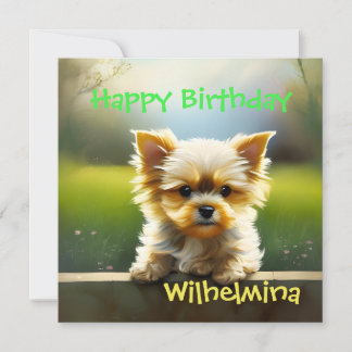 Cute Yorkshire Terrier Puppy Birthday Holiday Card