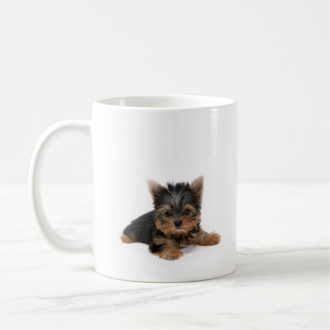 Cute Yorkshire Terrier Puppy Coffee Mug (Left)