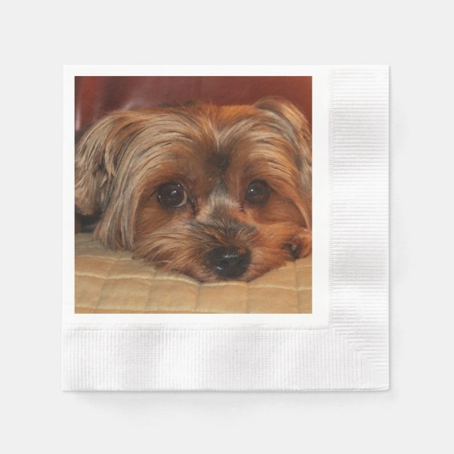 Cute Yorkshire Terrier Puppy Dog Napkin (Front)