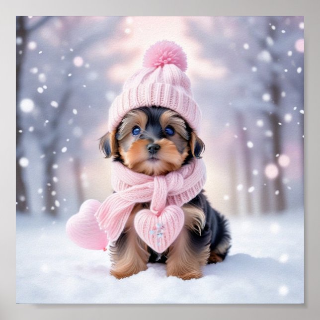 Cute Yorkshire Terrier Puppy Poster (Front)