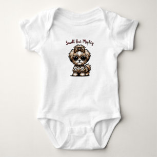 Cute Yorkshire Terrier Puppy “Small But Mighty” Baby Bodysuit