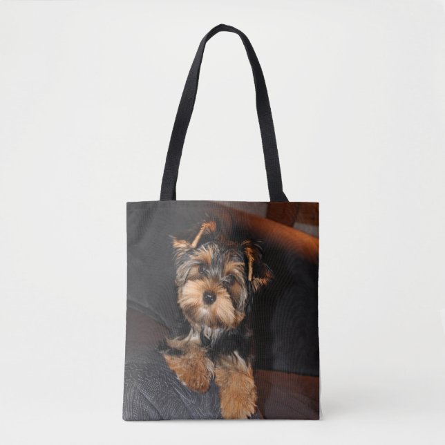 Cute Yorkshire Terrier Puppy Tote Bag (Front)