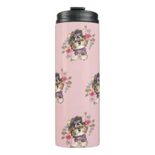 Cute Yorkshire Terrier Watercolor Art Thermal Tumbler