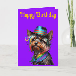 Cute Yorkshire Terrier Wearing a Hat Card