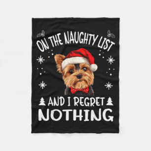 Cute Yorkshire Terrier Yorkie Dog Dog Christmas On Fleece Blanket
