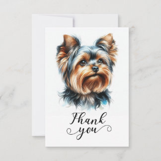 Cute Yorkshire Terrier Yorkie Illustration Art Thank You Card