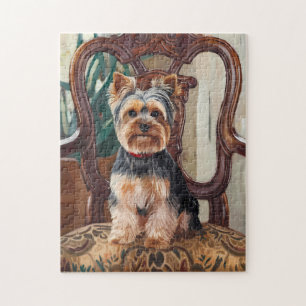 Cute Yorkshire Terrier Yorkie Portrait Painting Jigsaw Puzzle