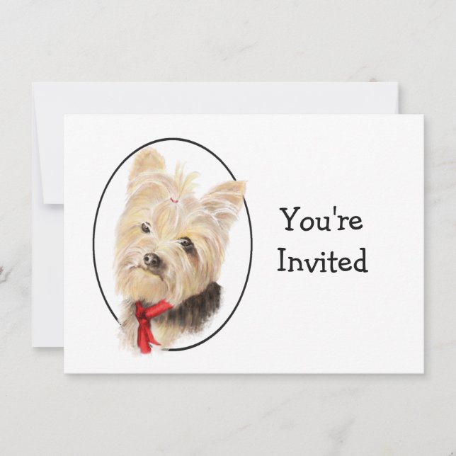 Cute Yorkshire Terrier Yorkie  Wedding Anniversary Invitation (Front)