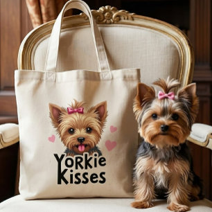 Cute Yorkshire Terriier Puppy Dog Yorkie Kisses Tote Bag