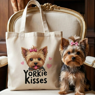 Cute Yorkshire Terriier Puppy Dog Yorkie Kisses Tote Bag